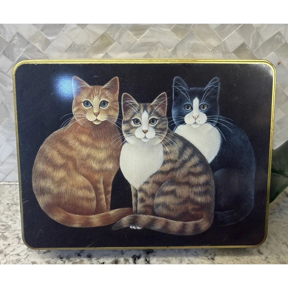 Stephen Lawrence Vintage Cat Trio Note Stationary Tin 1995 with Cards Kitty READ